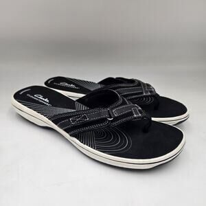 Clarks Women's Breeze Sea Flip-Flops Black 10 M Comfort